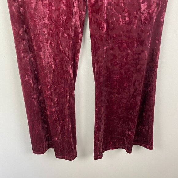 ModCloth Crushed Velvet Pull On Flare Leg Pants Size Large Pink High Rise - Picture 3 of 9